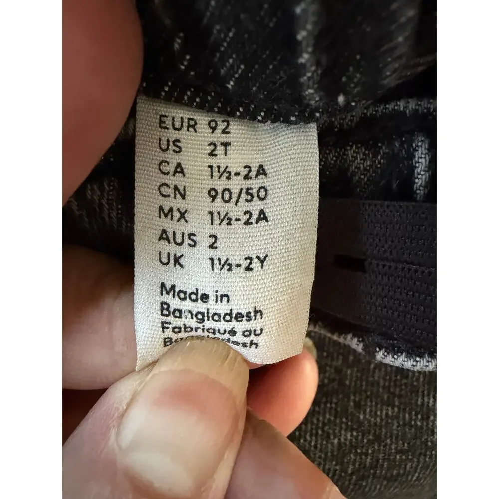 H&M Cargo Jeans Relaxed Fit Black Wash Toddler 2T